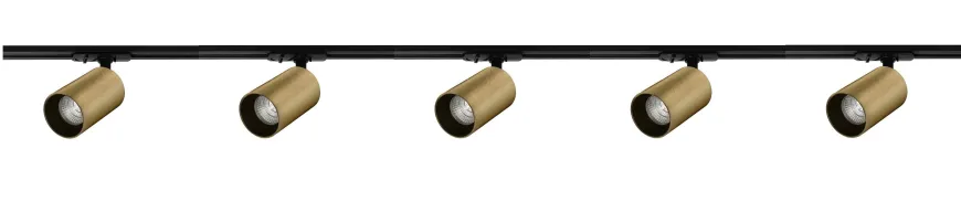 Oz spotskinne 5 spotter 2 meter - Svart/Messing