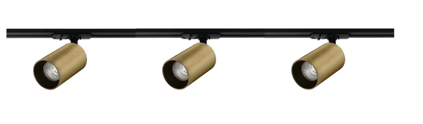 Oz spotskinne 3 spotter 1 meter - Svart/Messing