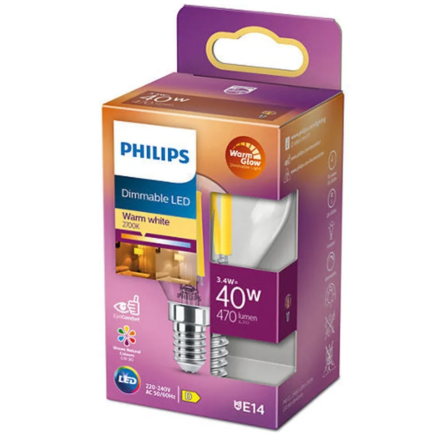 Philips E14 LED mignon 3,4 watt (40W) Warmglow - Dimbar