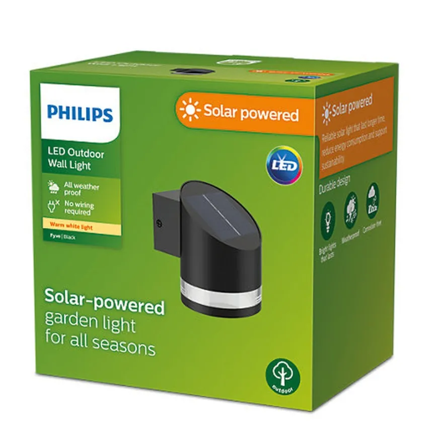 Philips Fyve vegglampe 1,5W 2700 Kelvin IP44 solcelledrevet med dag/natt sensor
