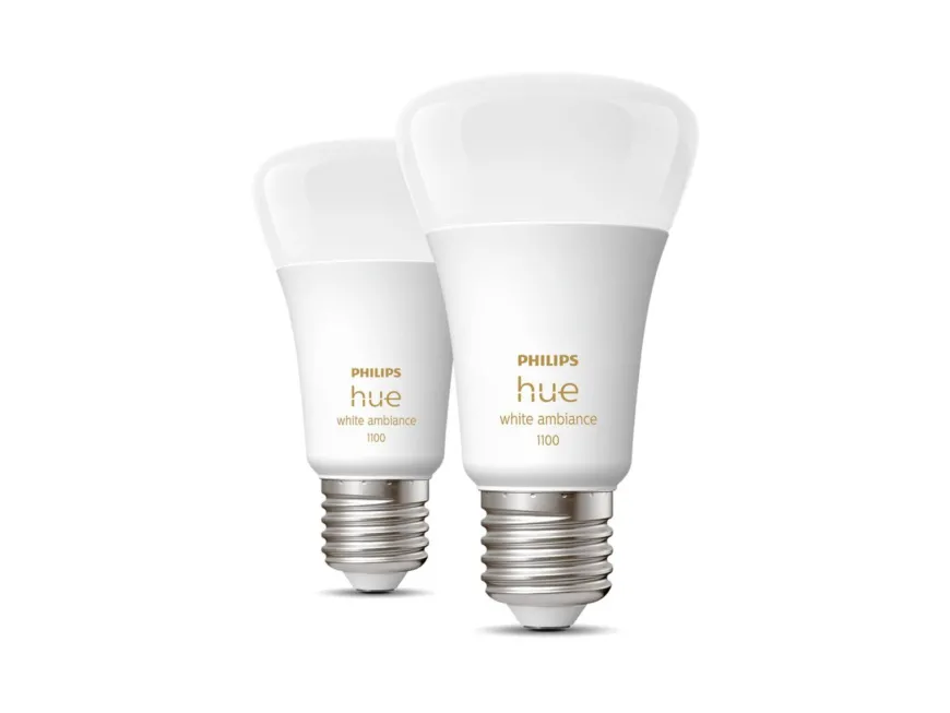 Philips Hue white LED 8W E27 A60 2200-6500 Kelvin - 60 mm - 2 pakning