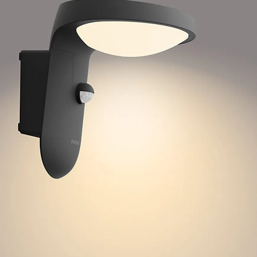 Philips Tyla vegglampe 1,2W 3000 Kelvin IP44 solcelledrevet med dag/natt og bevegelses sensor