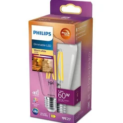 Philips 5,9 W LED (60W) WarmGlow E27, dimbar