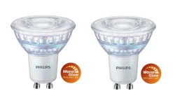 Philips 3,8W (50W), warmglow dimbar GU10 LED RA90 - 2 pakning