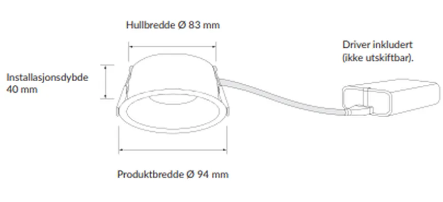 Plejd smart lavtbyggende spot / downlight 2200-4000K IP44 8W RA90