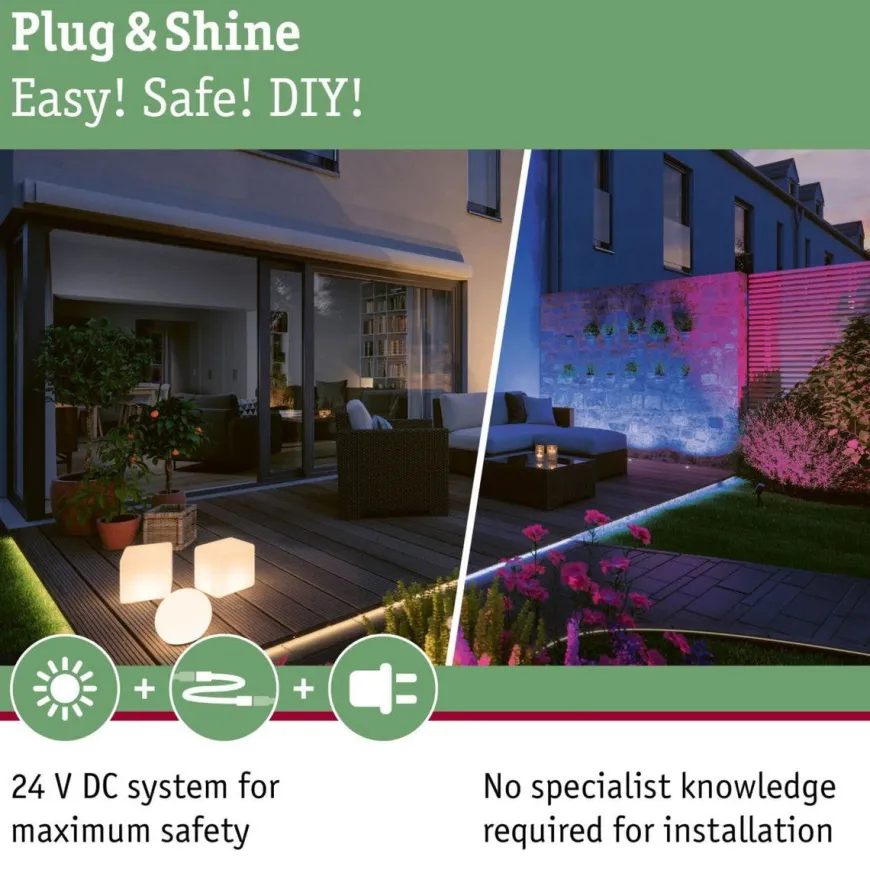 Plug & Shine 5 meter kabel med 4 utganger