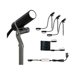 Plug & Shine Platini spot med spyd 2W 3000 Kelvin IP65 - 3 pakning med strømforsyning