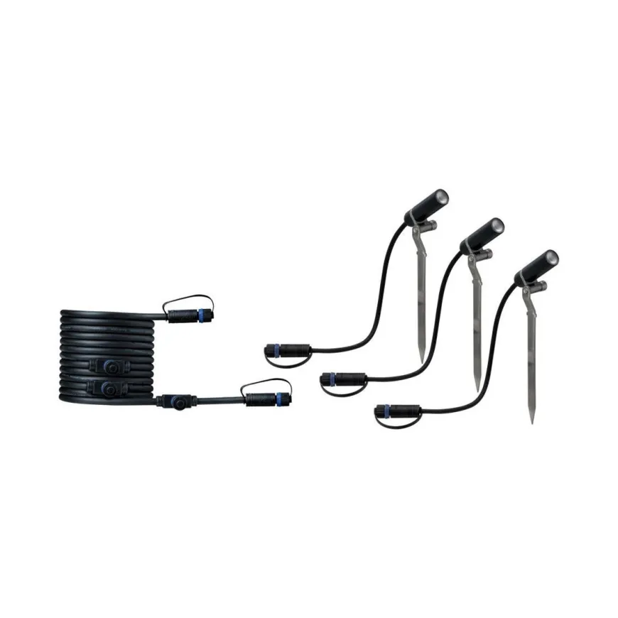 Plug & Shine Platini spot med spyd 2W 3000 Kelvin IP65 - 3 pakning