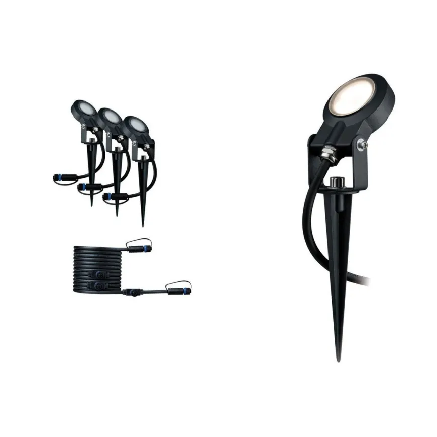 Plug & Shine Sting spot med spyd 6,4W 3000 Kelvin IP67 - 3 pakning utbyggingssett