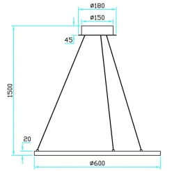 Ringo 60 cm takpendel 16W 2700 Kelvin RA90 dimbar - Svart