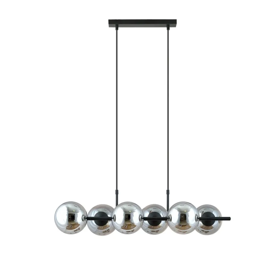 Rory takpendel 6-lys - Svart/Røykfarget