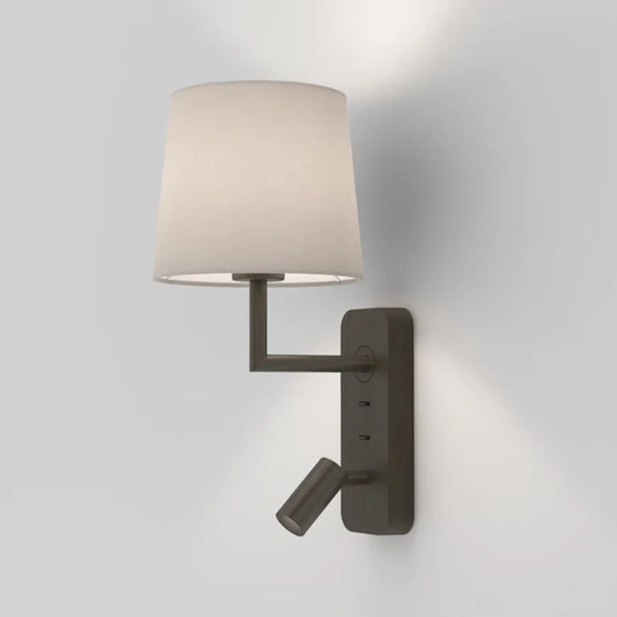 Side by Side vegglampe med skjerm