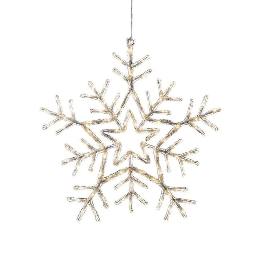 Snøfnugg med 90 varmhvite LED 58 cm IP44 utendørs