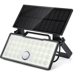 Solar portabel vegglampe 10W 3000 Kelvin IP65 utendørs med solcelle og sensor