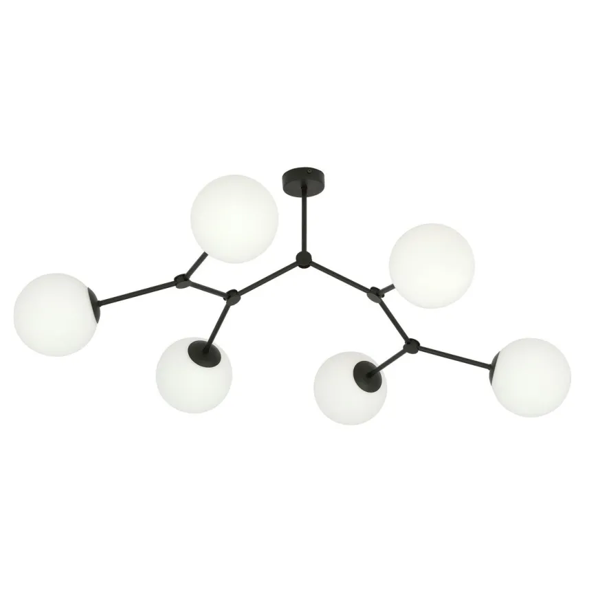 Space taklampe 6 lys - Svart/Opal