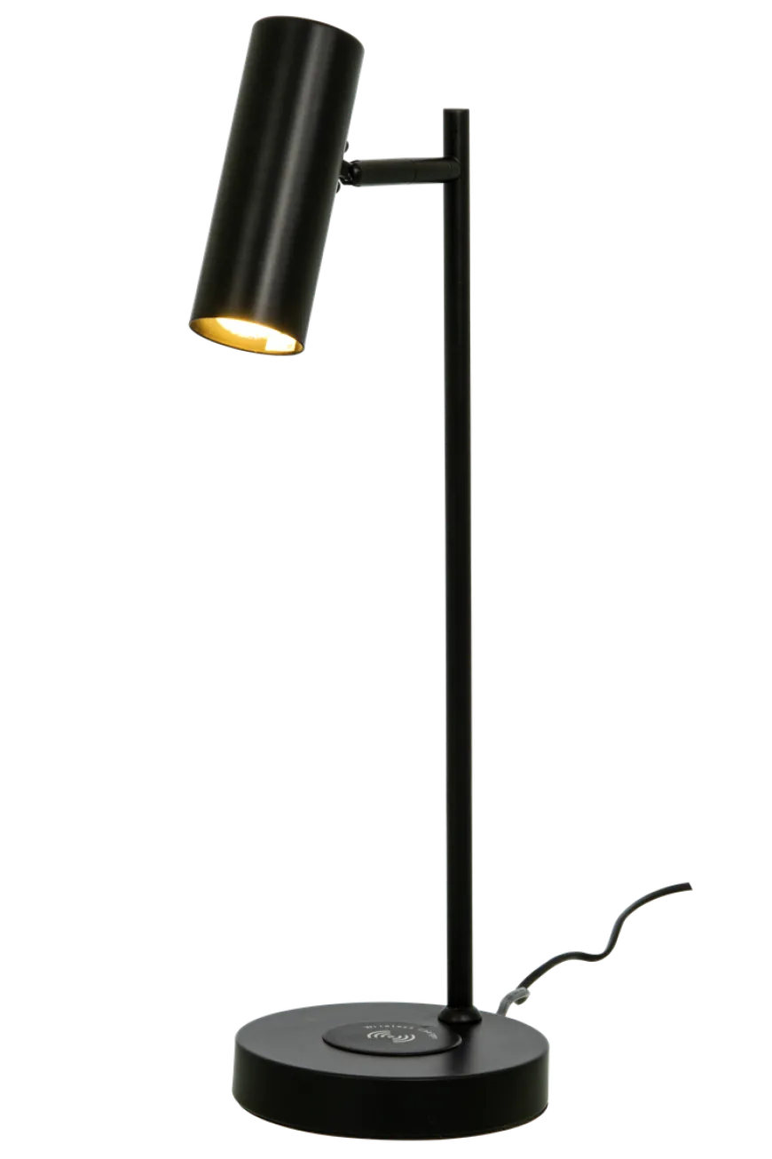 Tabela bordlampe med trådløs lader og USB - Svart