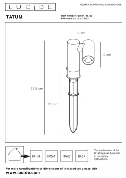 Tatum hagebelysning på spyd 13 cm 4,5W IP65 3000K - Antrasitt