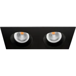 Tigrus Square Double 360° justerbare lavtbyggende downlight 2x7W 2700K IP44 - Svart