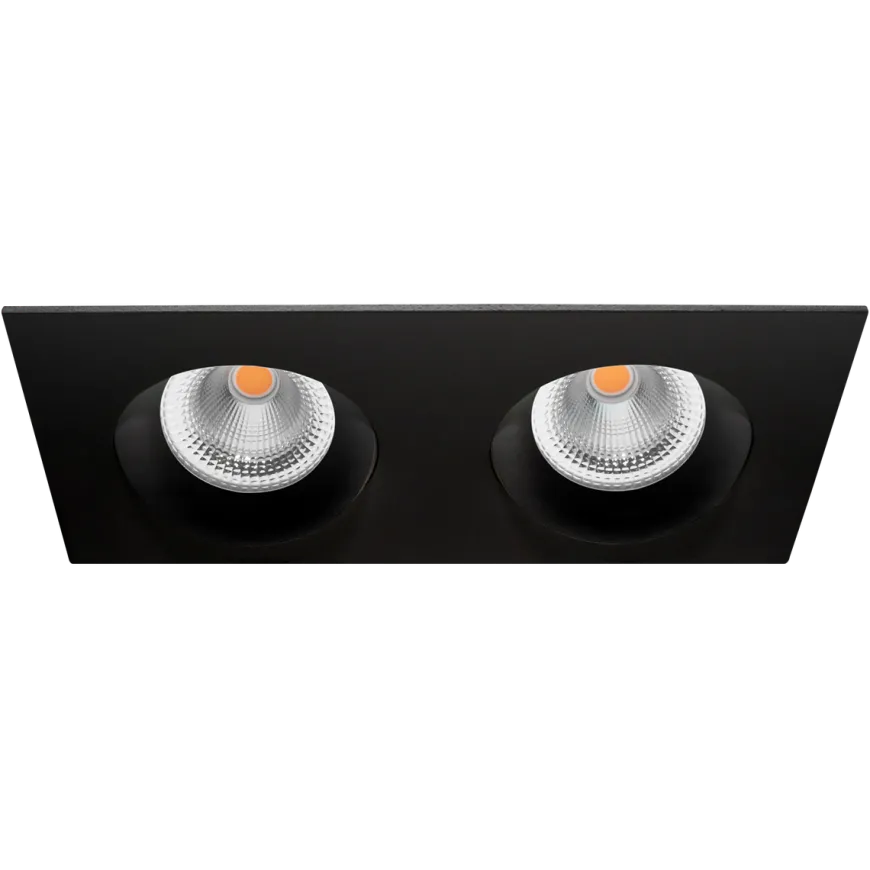 Tigrus Square Double 360° justerbare lavtbyggende downlight 2x8W 1800-3000K Dim2Warm IP44 - Svart