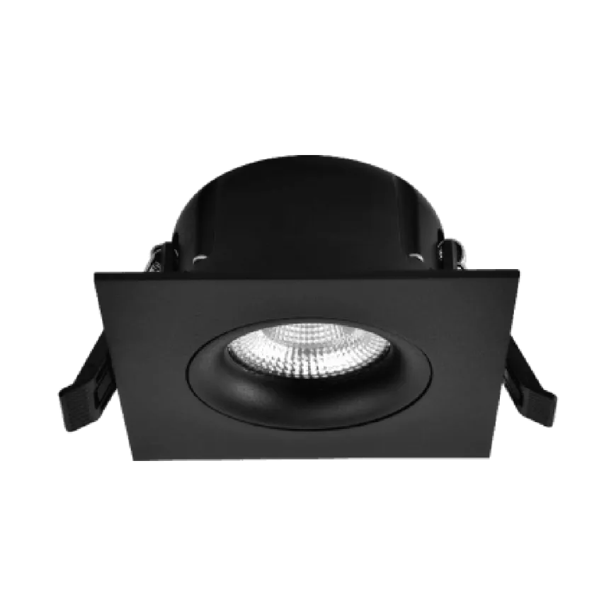 Tigrus 360° Square Rotatable lavtbyggende downlight 8W 1800-3000K Dim2Warm IP44 - Svart
