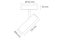 Tube Micro S takspot 7W 2700K dimbar