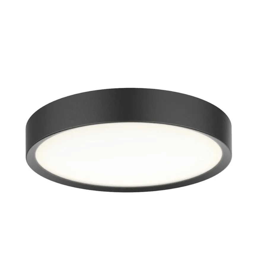 Universal taklampe 28 cm 3-step dim 12W 3000 Kelvin IP44 - Svart