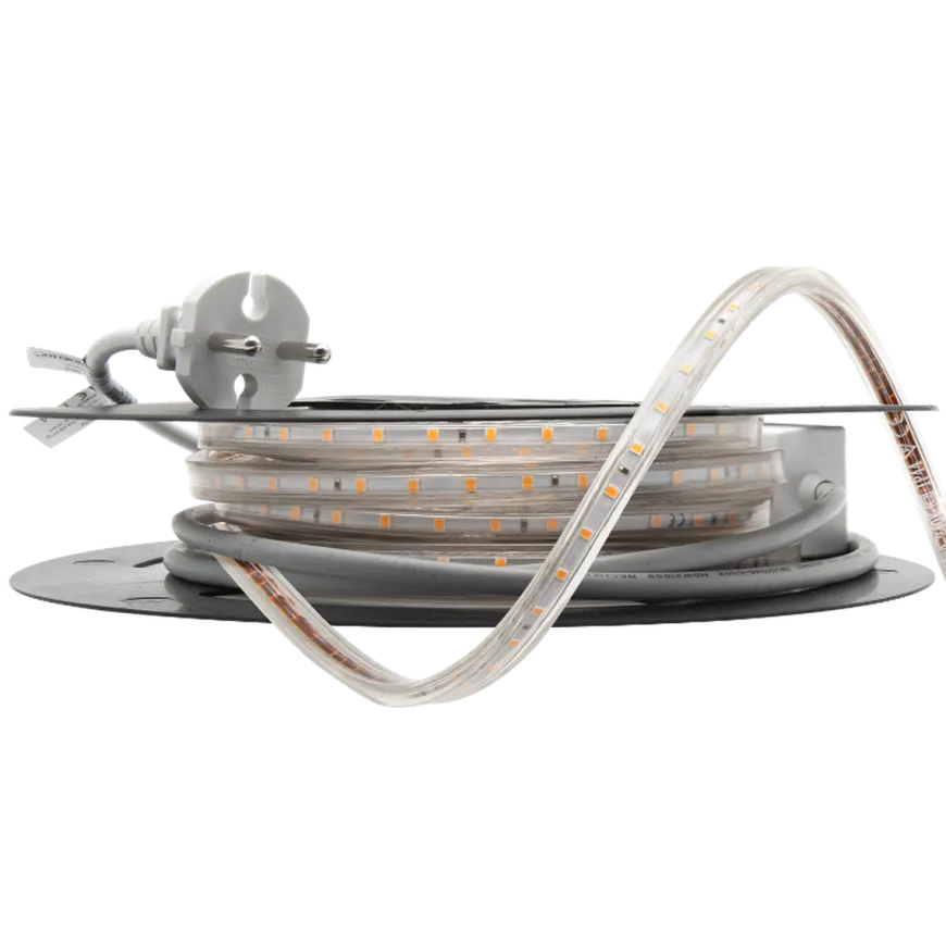 230V LED-Strip 9,2W 3000K IP65 Dimbar m/stikkontakt - 20 meter