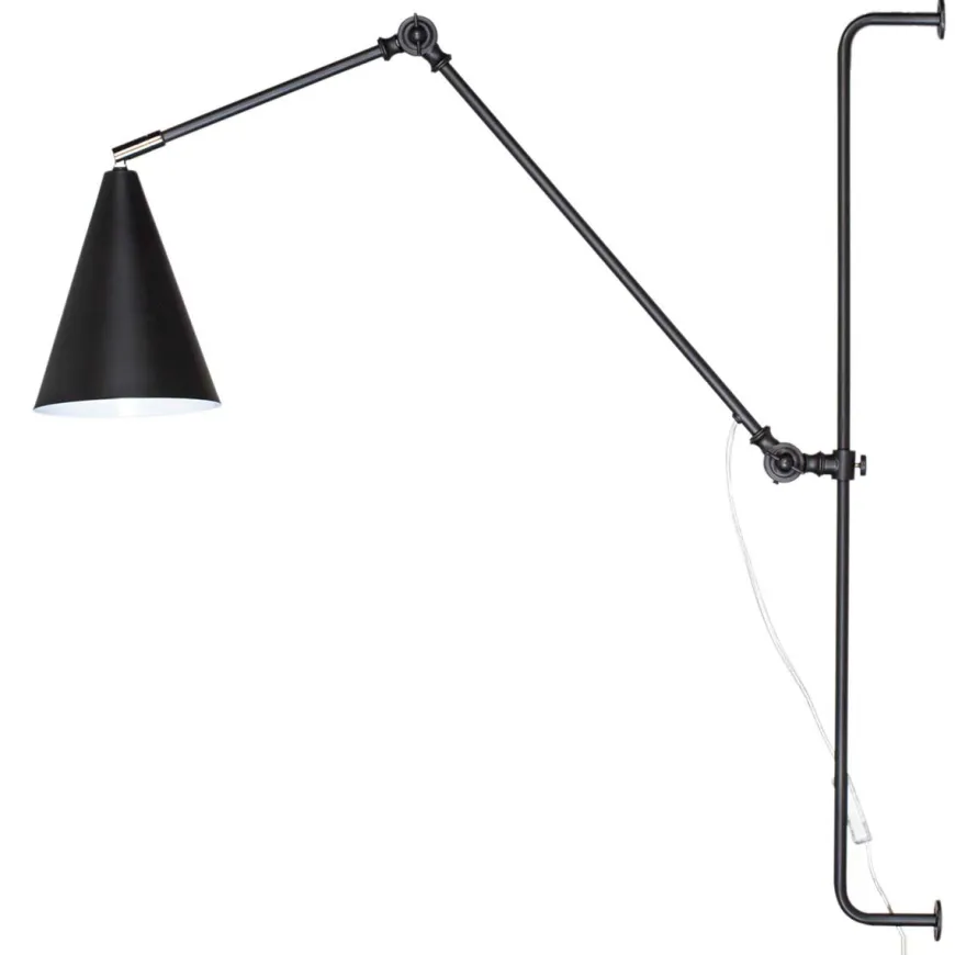 Yukon vegglampe lang - Matt svart
